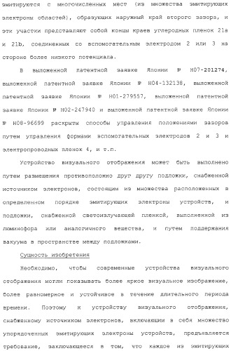 Эмитирующее электроны устройство, источник электронов и устройство отображения с использованием такого устройства и способы изготовления их (патент 2331134)