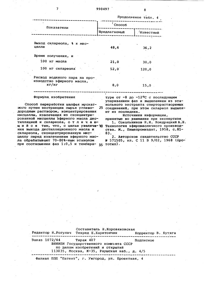 Способ переработки шалфея мускатного (патент 998497)