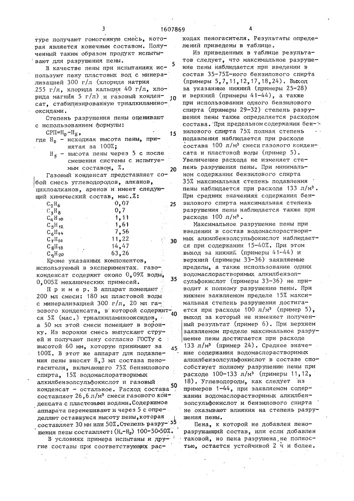 Состав для разрушения пены (патент 1607869)