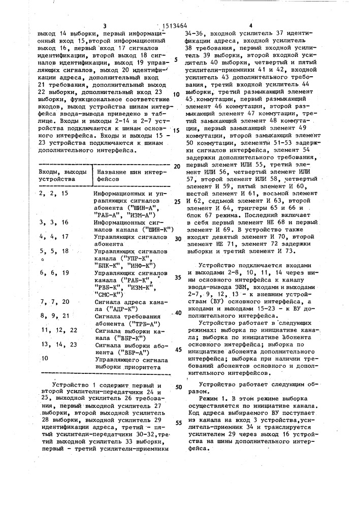 Устройство для ретрансляции сигналов между каналом ввода- вывода и внешними устройствами (патент 1513464)