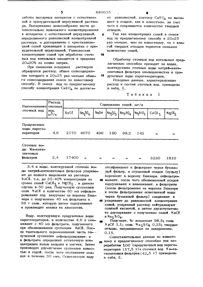 Способ обработки сточных вод котельных (патент 889633)