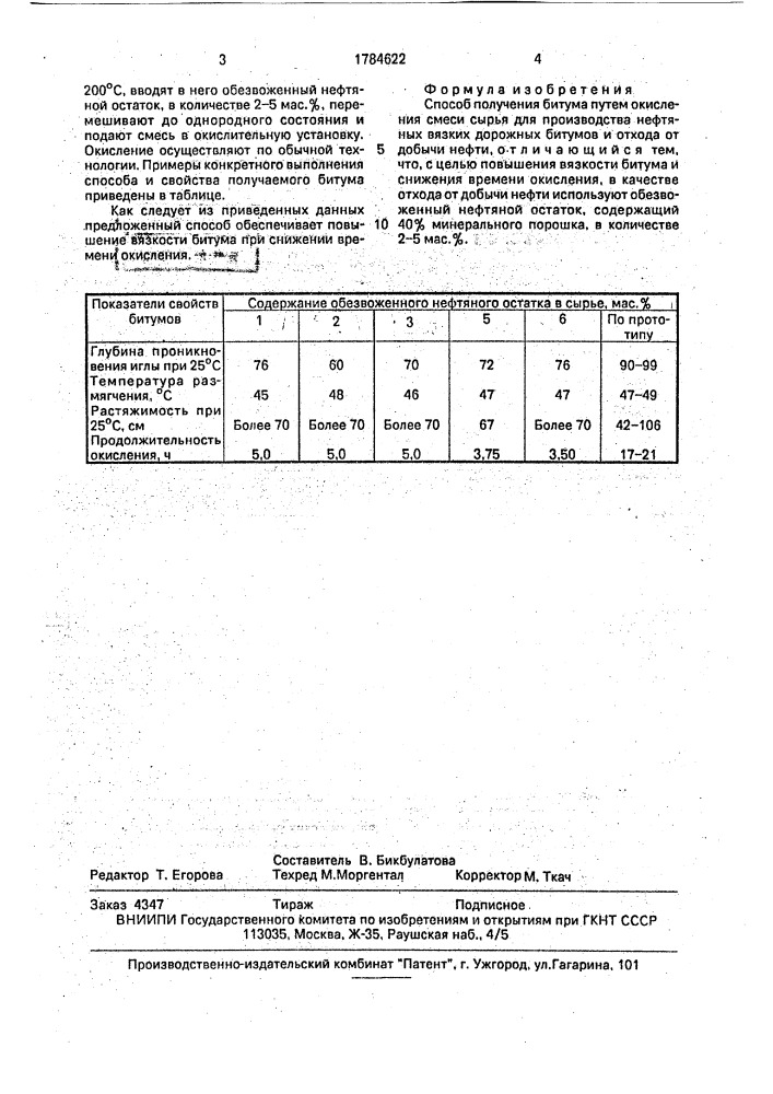 Способ получения битума (патент 1784622)