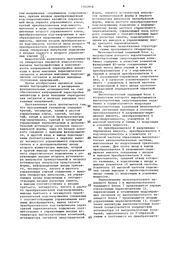 Программный генератор (патент 1062858)