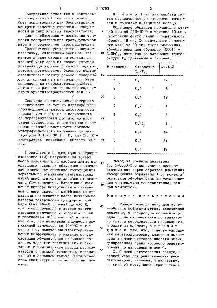 Градуировочная мера для рентгеновских рефлектометров и способ ее изготовления (патент 1260783)