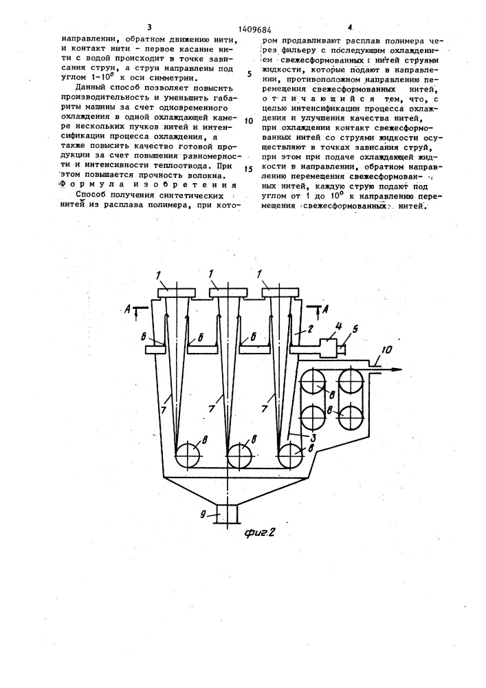 Способ получения синтетических нитей из расплава полимера (патент 1409684)