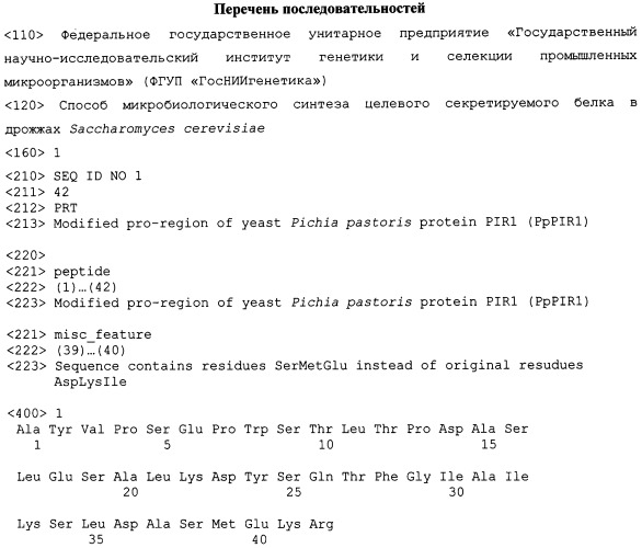 Способ микробиологического синтеза целевого секретируемого белка в дрожжах saccharomyces cerevisiae (патент 2502805)