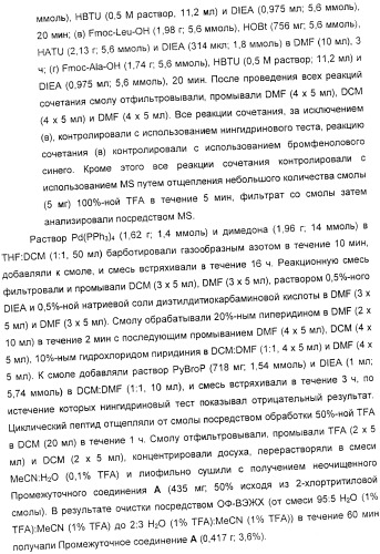 Применение циклических пептидов анабенопептинового типа для лечения состояния, при котором полезно ингибирование карбоксипептидазы u, новые анабенопептиновые производные и их промежуточные соединения (патент 2365594)