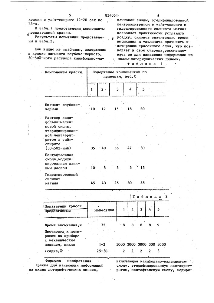 Краска для нанесения информациина шкалы логарифмических линеек (патент 834051)