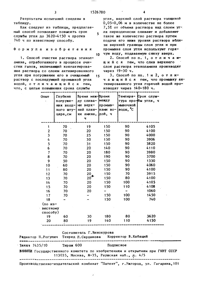 Способ очистки раствора этаноламина (патент 1526780)