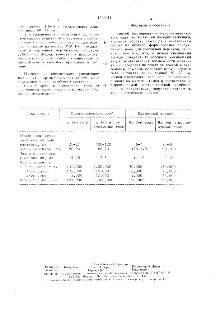 Способ формирования маточно-черенкового сада по системе унгуряна (патент 1546011)