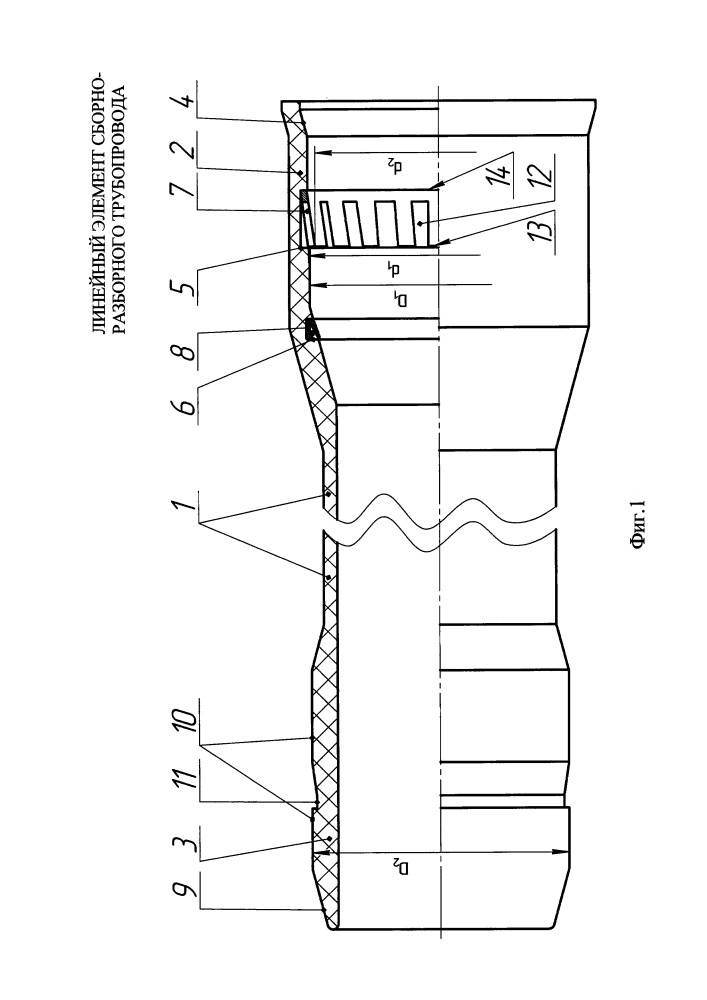 Линейный элемент сборно-разборного трубопровода (патент 2661202)