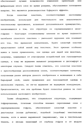 Слоистые пластики из пленок, имеющие повышенную изгибную прочность во всех направлениях, и способы и установки для их производства (патент 2336172)