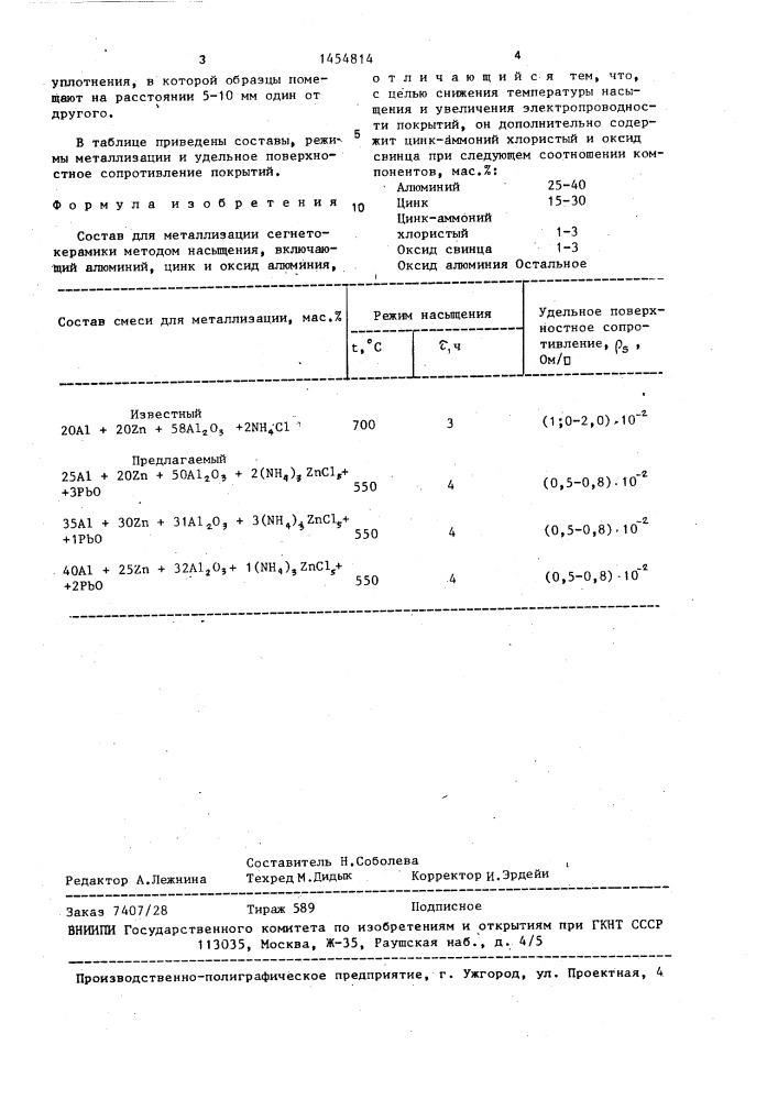 Состав для металлизации сегнетокерамики (патент 1454814)