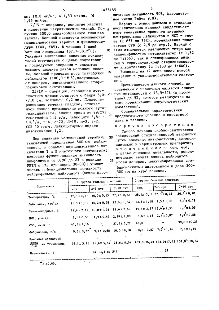 Способ лечения гнойно-септических заболеваний стафилококковой этиологии (патент 1456155)