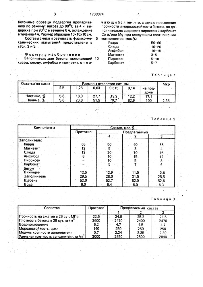 Заполнитель для бетона (патент 1730074)