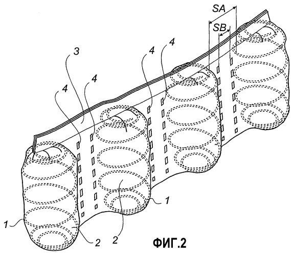 Пружинный матрас с карманами для разделения пружин и способ изготовления матраса (патент 2281678)