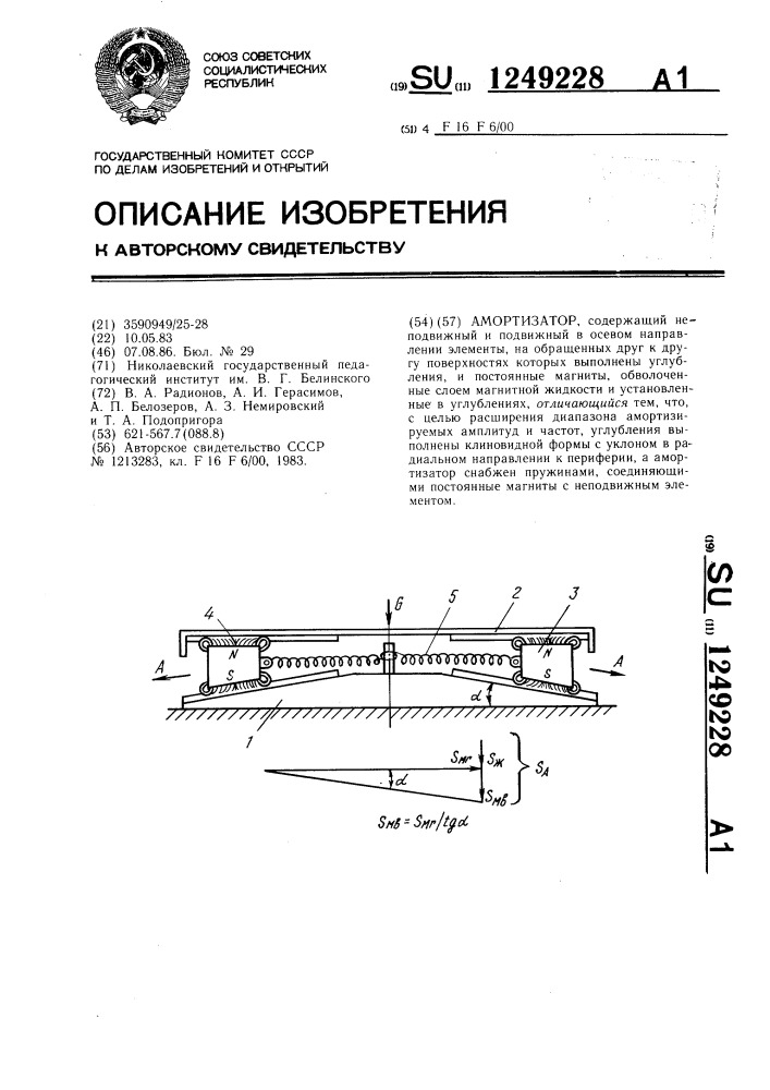 Амортизатор (патент 1249228)