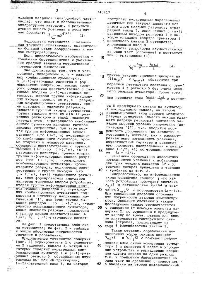 Многоканальное цифровое сглаживающее устройство (патент 748417)