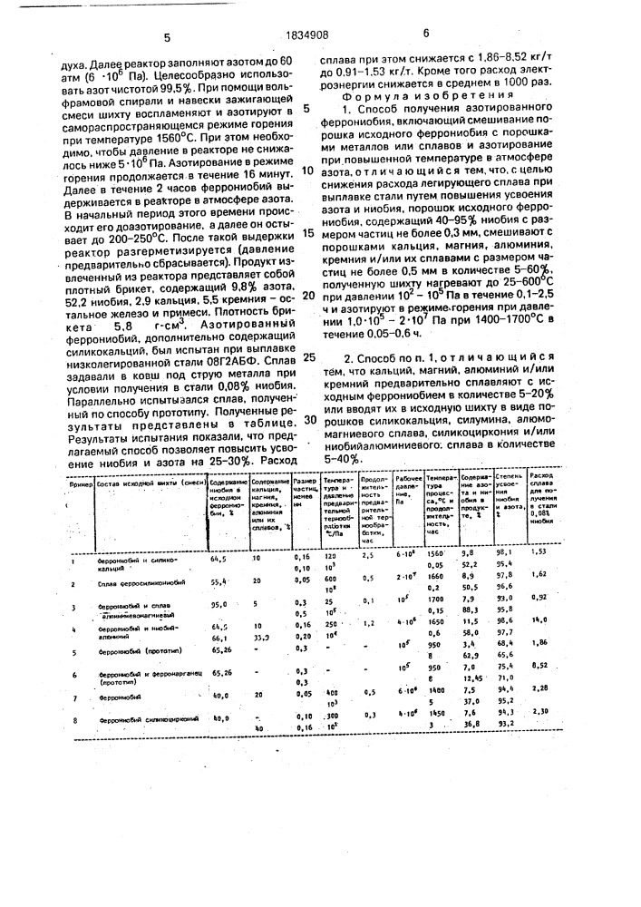 Способ получения азотированного феррониобия (патент 1834908)
