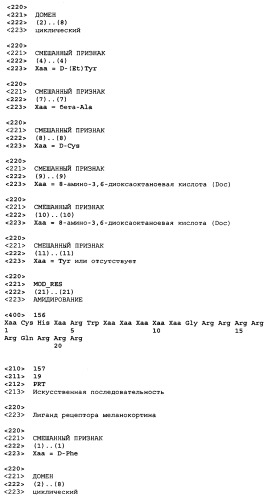Лиганды рецепторов меланокортинов (патент 2401841)