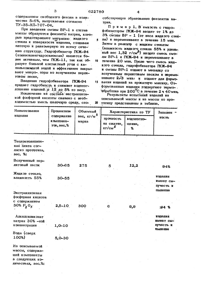 Масса для изготовления теплоизоляционных изделий (патент 622780)