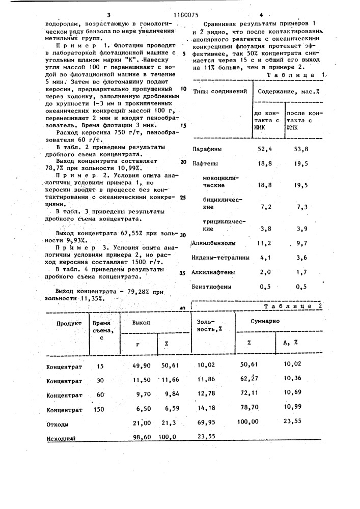 Способ флотации угля (патент 1180075)