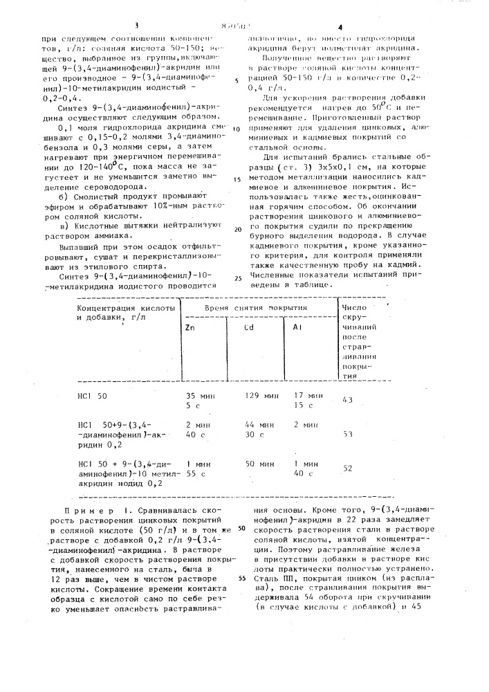 Раствор для удаления металлических покрытий со стали (патент 870502)