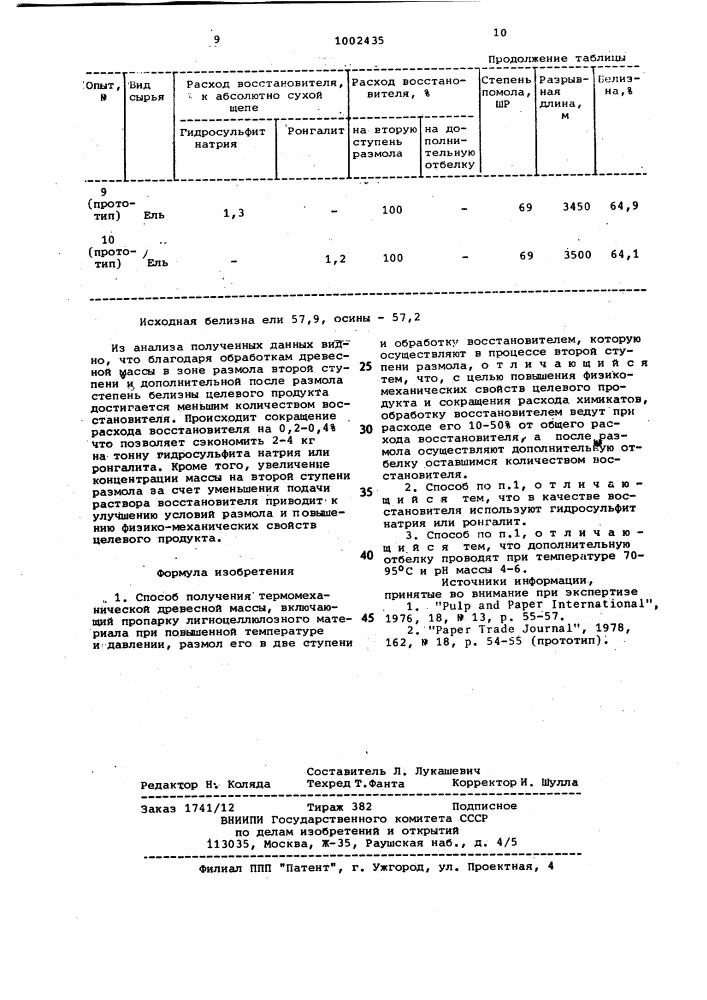 Способ получения термомеханической древесной массы (патент 1002435)