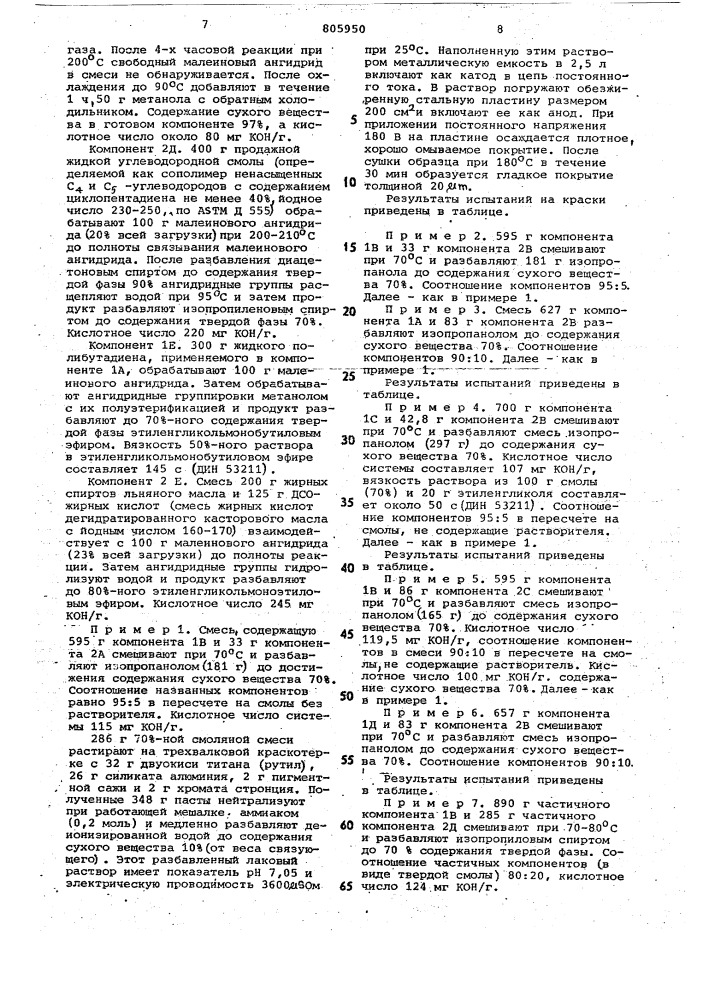 Способ получения полимерных связующих (патент 805950)