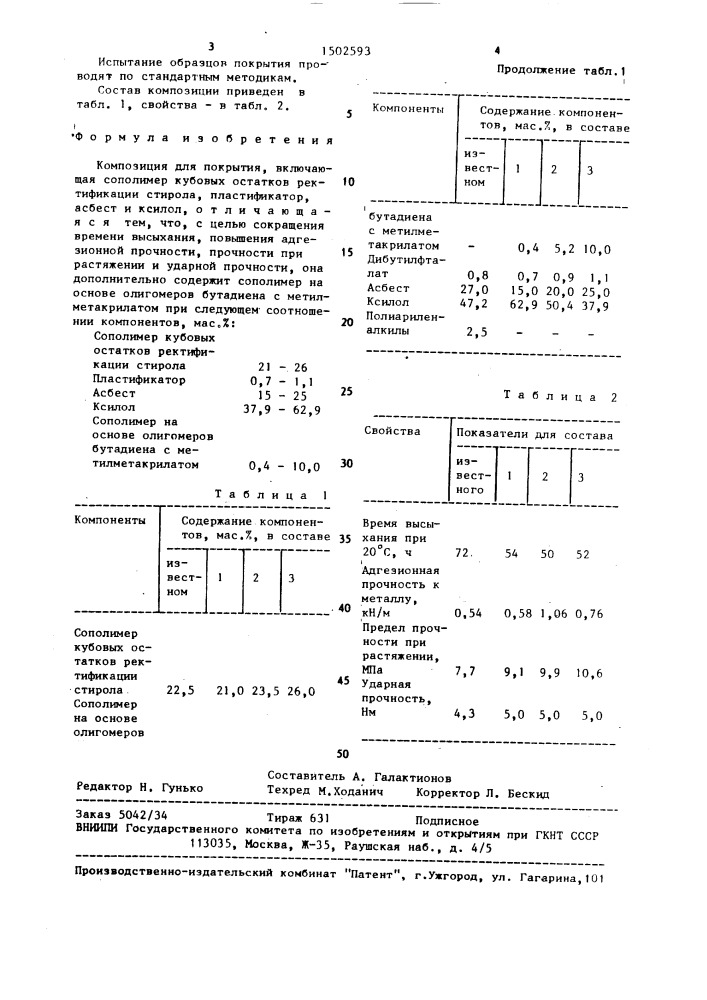 Композиция для покрытия (патент 1502593)
