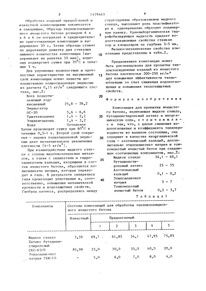 Композиция для пропитки ячеистого бетона (патент 1479443)