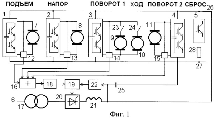 Система электропитания главных приводов экскаватора (патент 2433520)