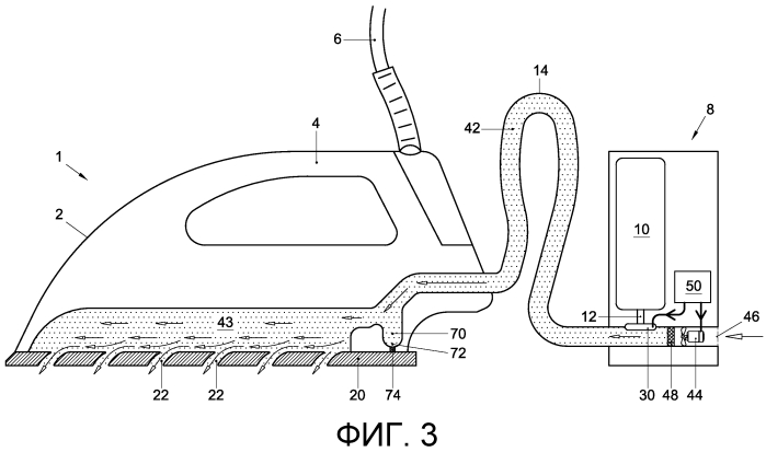 Утюг, увлажняющий предмет одежды жидкой фазой (патент 2568090)