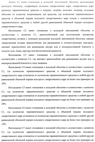 Лекарственные ядра для замедленного высвобождения терапевтических средств (патент 2478366)