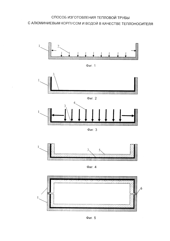Способ изготовления тепловой трубы с алюминиевым корпусом и водой в качестве теплоносителя (патент 2638233)