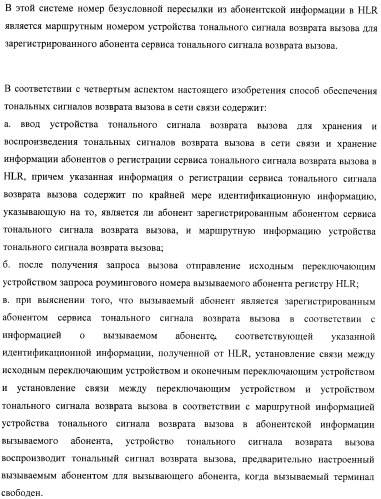 Система и способ обеспечения тональных сигналов возврата вызова в сети связи (патент 2378787)