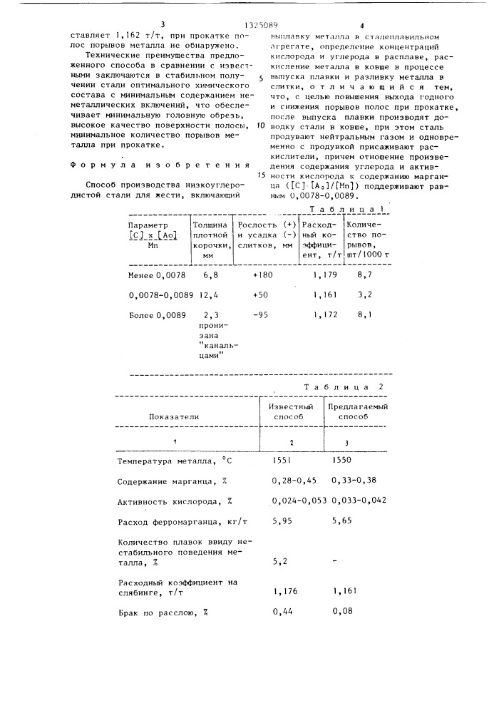 Способ производства низкоуглеродистой стали для жести (патент 1325089)