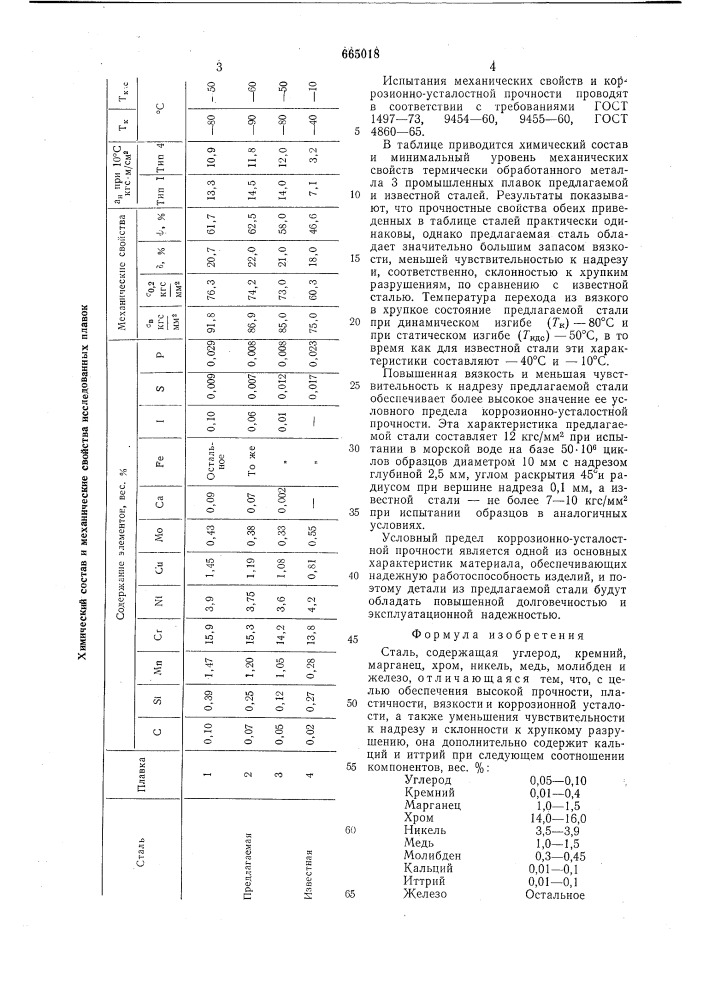 Сталь (патент 665018)