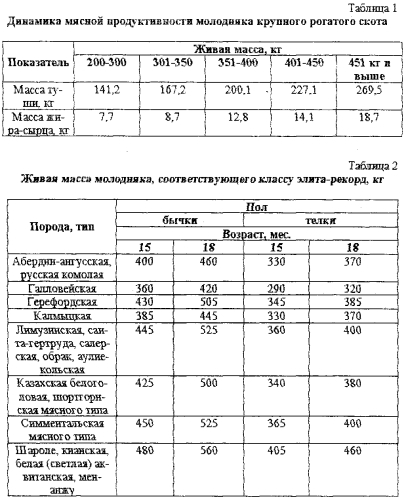 Способ определения и прогнозирования продуктивных качеств молодняка мясных пород крупного рогатого скота по мясной продуктивности (патент 2583305)