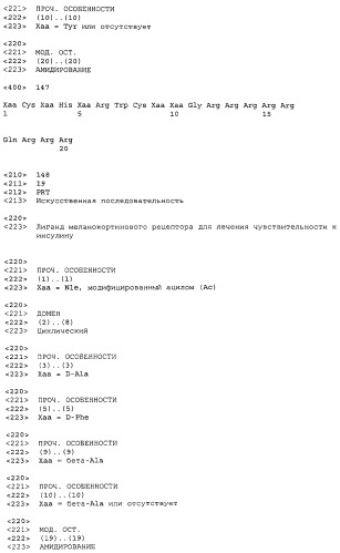 Применение меланокортинов для лечения чувствительности к инсулину (патент 2453328)