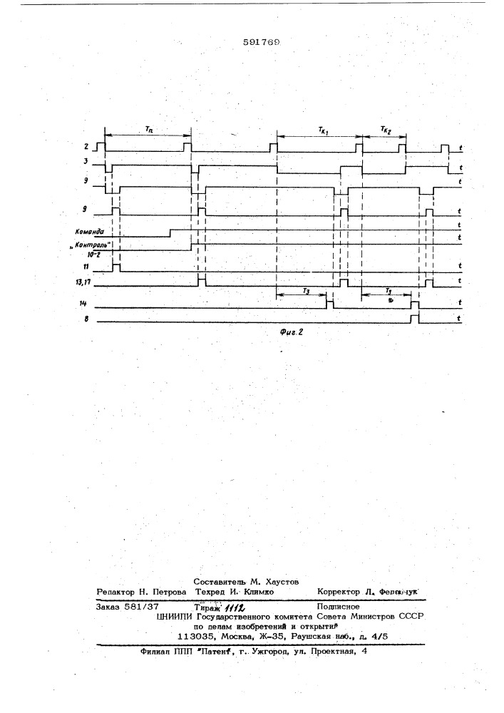 Устройство для контроля скорости вращения (патент 591769)