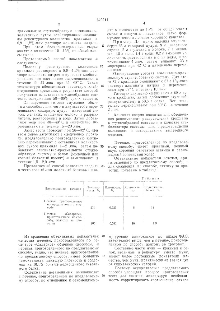 Способ производства теста для печенья (патент 629911)