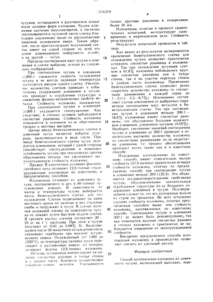 Способ изготовления изложниц (патент 1516219)
