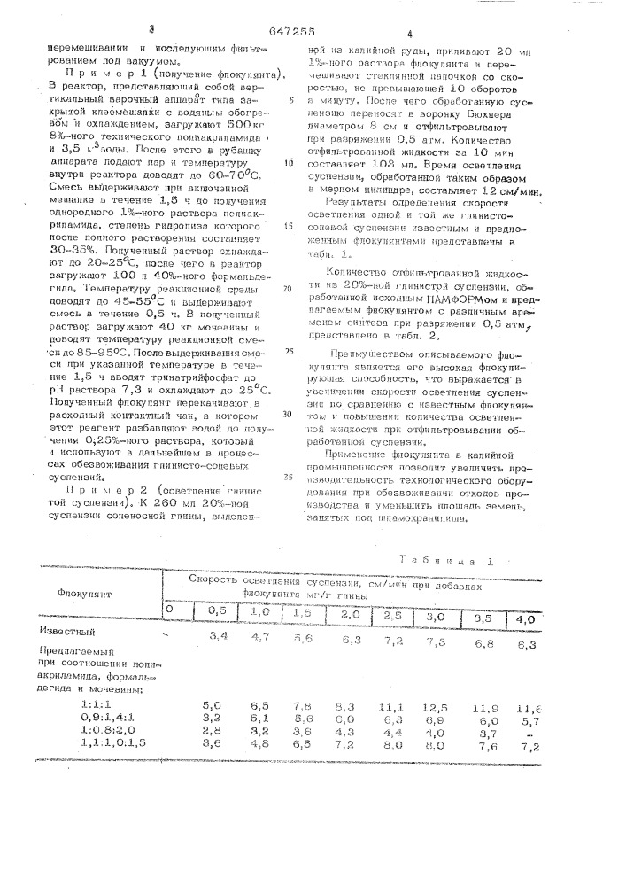 Флокулянт глинисто-солевых суспензий (патент 647255)
