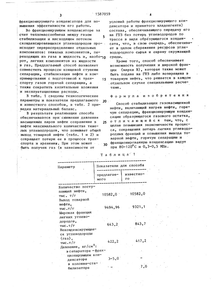 Способ стабилизации газонасыщенной нефти (патент 1587059)