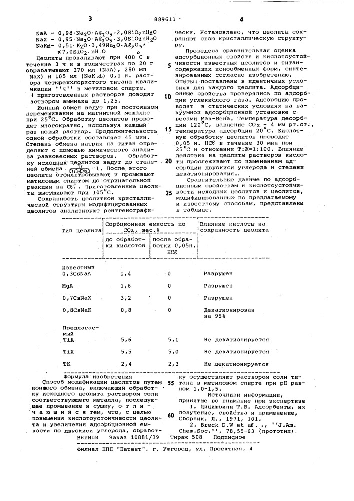 Способ модифицирования цеолитов (патент 889611)