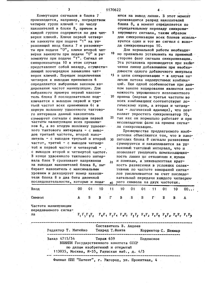 Линия тропосферной радиосвязи (патент 1170622)