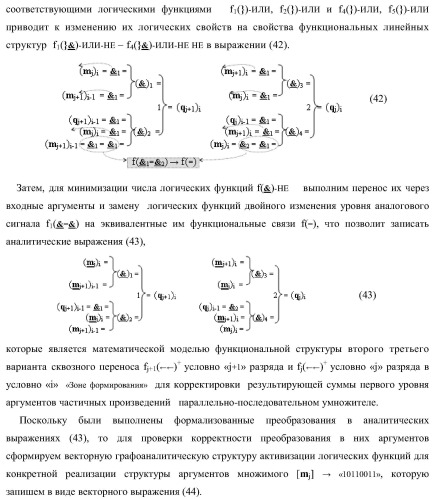 Функциональная структура последовательных сквозных переносов fj+1(  )+ и fj(  )+ условно &quot;i&quot; &quot;зоны формирования&quot; для корректировки результирующей суммы предварительного суммирования активных аргументов множимого [mj]f(2n) позиционного формата в параллельно-последовательном умножителе f ( ) (варианты) (патент 2424550)