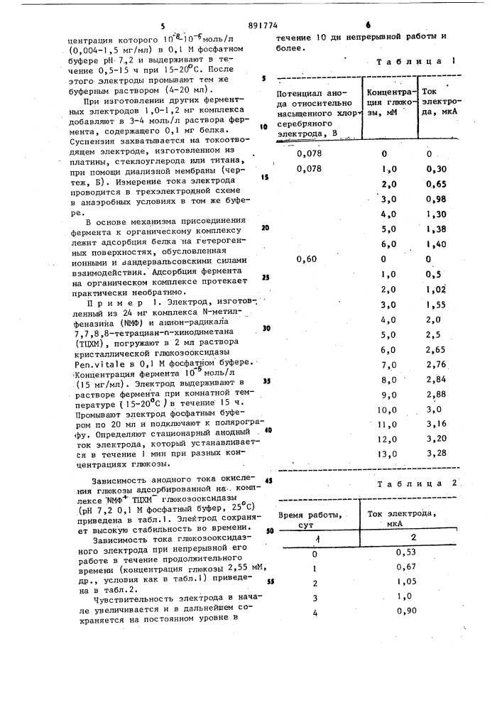 Способ получения ферментных электродов чувствительных к метаболитам (патент 891774)