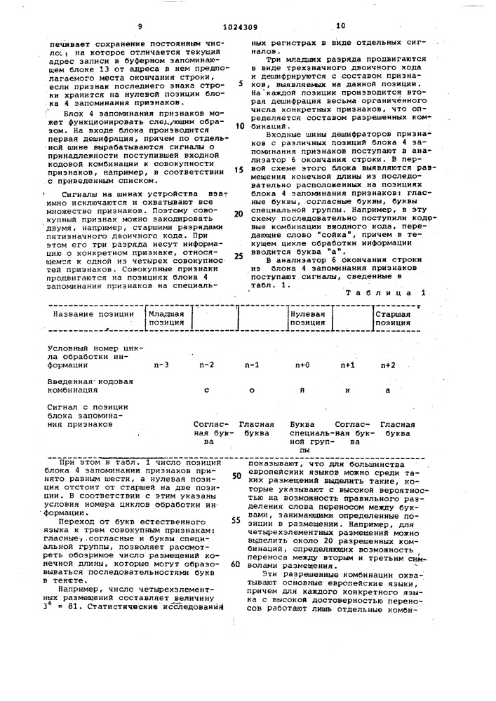 Устройство для автоматического формирования строки к фотонаборной машине (патент 1024309)